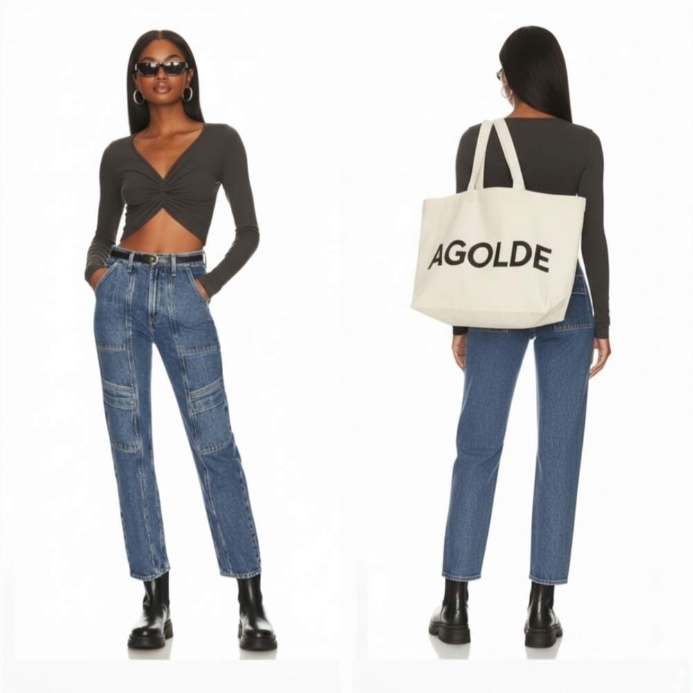 Agolde Cropped Cooper Cargo in Regulation Size 23-24 - Picture 5 of 10